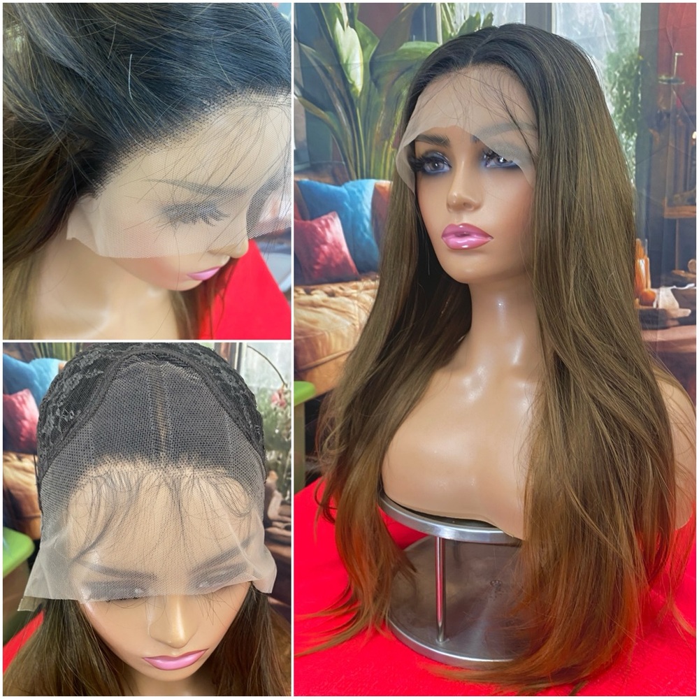 Brunette lace front wig with baby hair